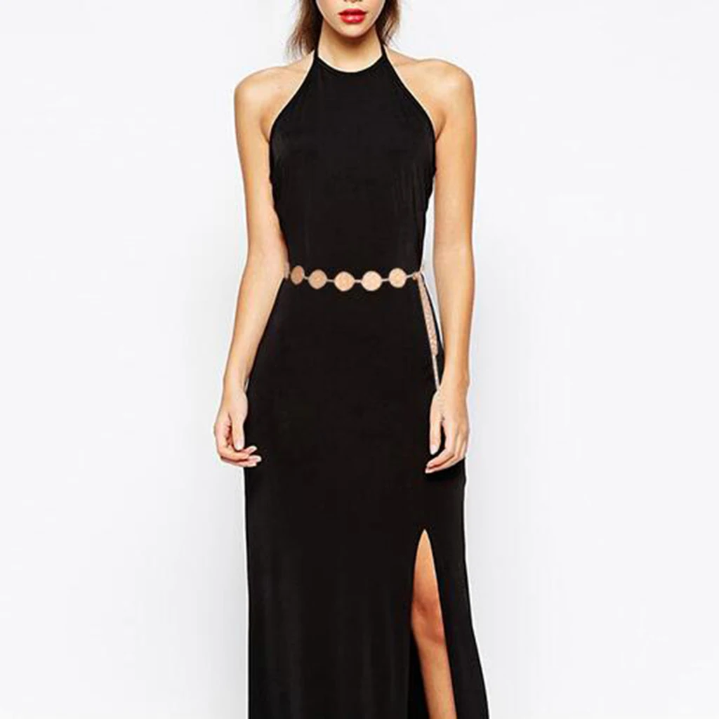 

Vintage Waistband Metal Waist Chain Belt Wide Gold Coins Tassel Band Women Clothes Accessories for Casual Formal Wear