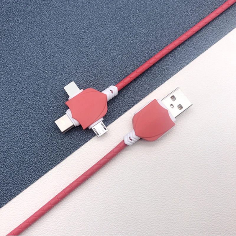 Универсальный 3 в 1 USB зарядный кабель для iPhone Andriod usb type C Micro USB кабель для iPhone 6 7 8 X Кабель для передачи данных для мобильного телефона - Цвет: Красный