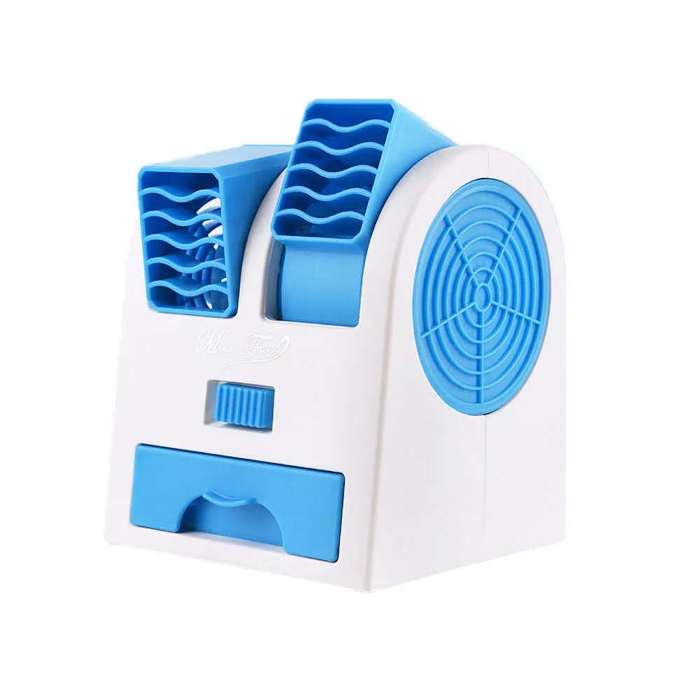 Двухпортовый парфюмированный кожаный вентилятор, портативный Настольный вентилятор, персональный Usb аккумулятор, двойной вентилятор, охладитель воздуха, кондиционеры для дома и офиса - Цвет: Blue