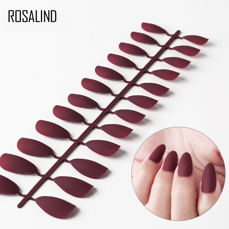 

ROSALIND Matte 24PCS Detachable Fake Nails False Nail Tips For Nail Extension Manicure Press On False Nails With Glue Form Art