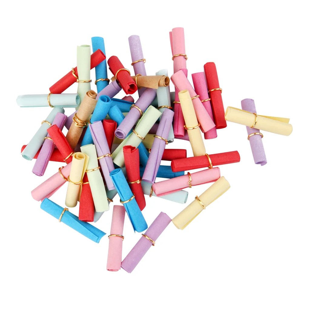 50 pcs Colorful Wishing Scrolls Paper Mix Color Handcraft Love Note Letter DIY Paper Decoration Wishing Bottle Gift 6x2.5cm