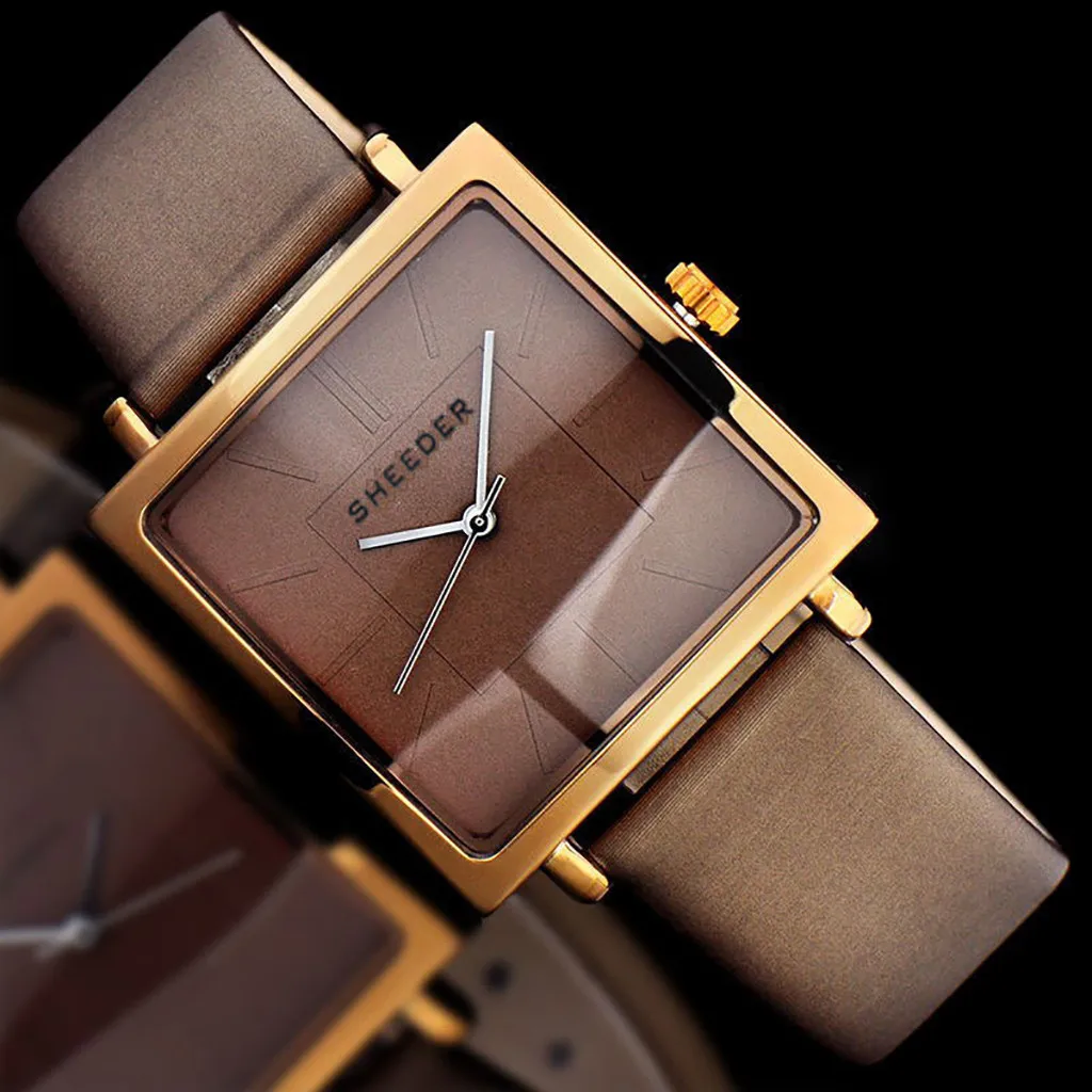 Роскошные часы Womem, известный бренд, простой модный ремешок с принтом, без цифрового квадратного циферблата, женские кварцевые часы Bayanlar izle LD