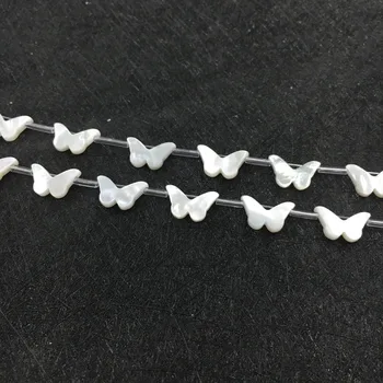

100pcs Free shipping novel natural 10*13mm white butterfly Loose Mother of pearl beads for women best jewellery