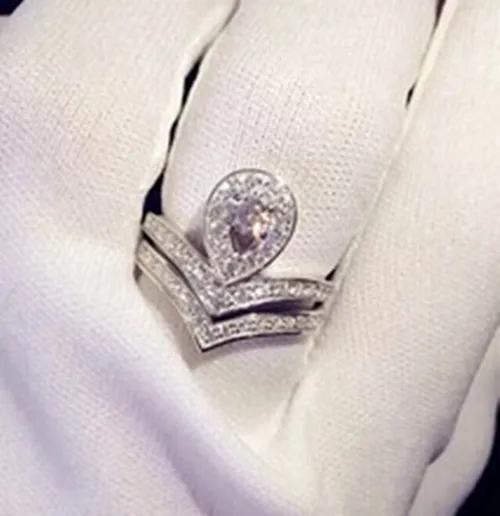 crown designer combination rings real silver sona diamond rings set for women semi mount paved jewelry - Cheap Real Diamond Wedding Rings crown designer combination rings real silver sona diamond rings set for women semi mount paved jewelry - Cheap Real Diamond Wedding Rings