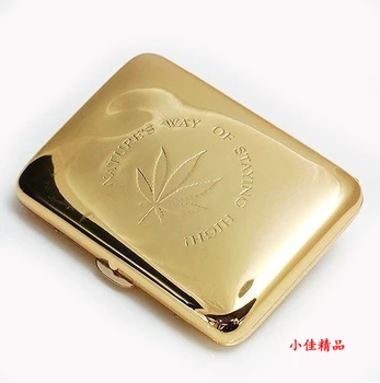 

New 1 PCS High quality cigarette Case Golden/Silver ( Holde16 cigarettes) cigarette holder with gift box Men's Gadgets SQ320