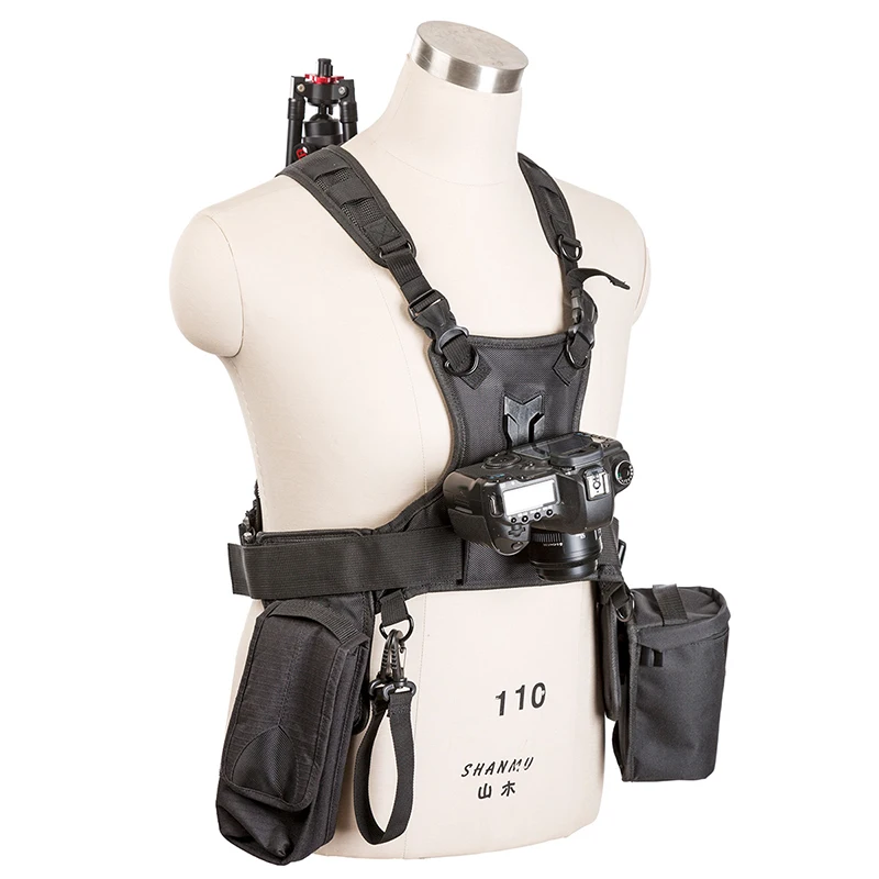 Multi Camera Carrier Holster System Harness Vest with