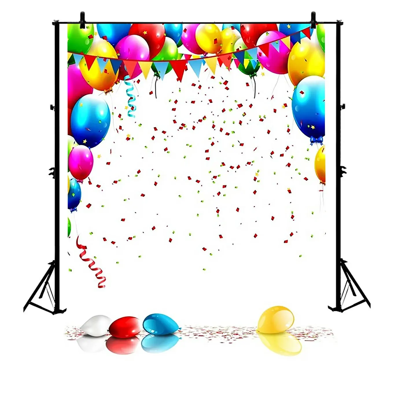 

5x7ft Happy Birthday Colorful Balloons Confetti Polyester Photo Background Portrait Backdrop