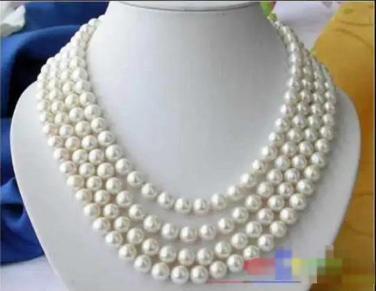 

Hot sell Noble- FREE SHIPPING>>@@@ Hot sale new Style >>>>> 4ROW 10MM WHITE ROUND FRESHWATER CULTURED PEARL NECKLACE