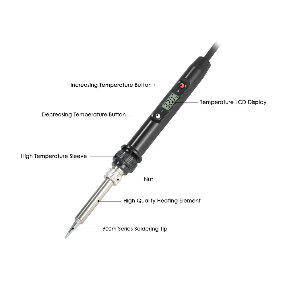60 Вт/80 Вт Профессиональный ЖК-цифровой электрический паяльник с регулируемой температурой Электрический паяльник мини-паяльник
