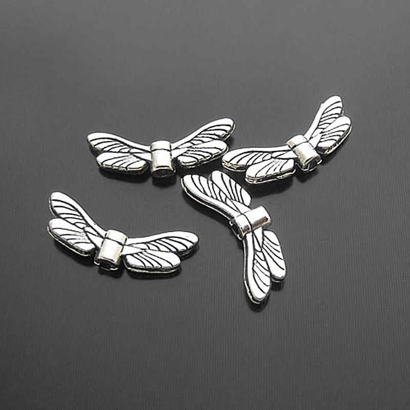 

(16968)50PCS 20x5MM Antique Silver Zinc Alloy Dragonfly Wings Spacer Beads Diy Jewelry Findings Accessories Wholesale