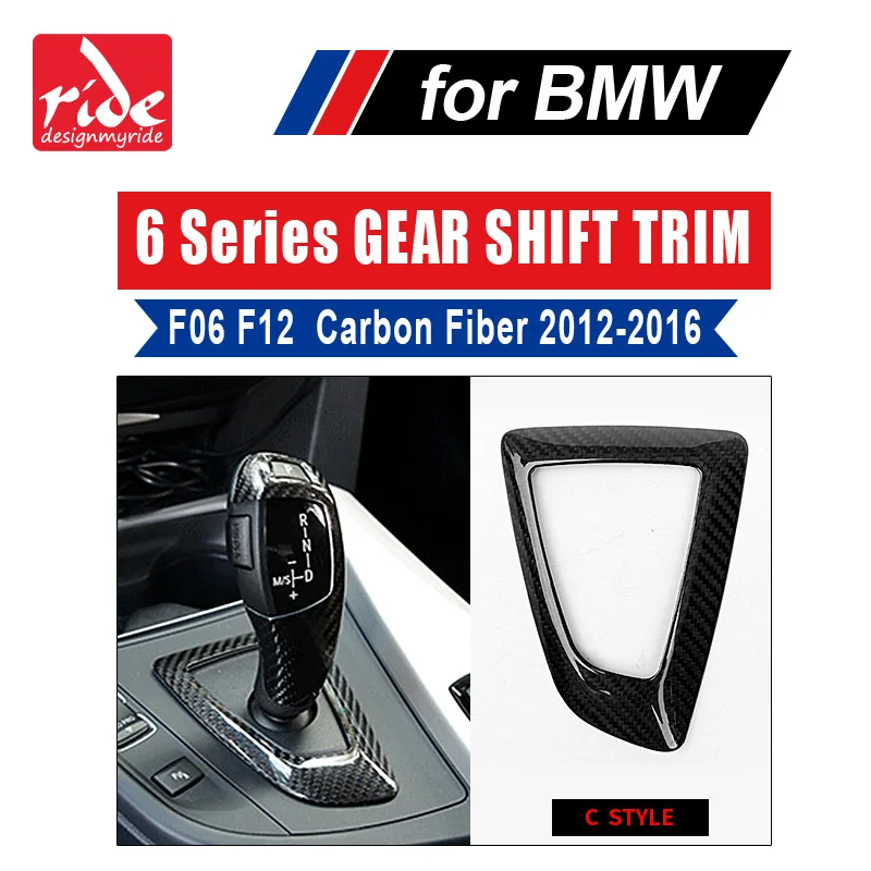 

C Style 1 pieces shifter trim For BMW 6 Series F06 F12 F13 Carbon Fiber Gear Knob Cover high quality 2012-2018 640i 640d 650i