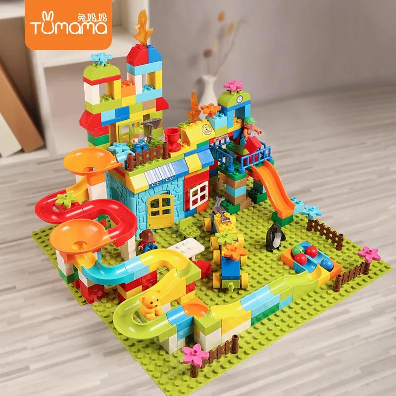 

Tumama 160pcs Big Size Building Blocks Amusement Park Model Building Toys Kid Educational Toy Compatible With Legoed Duploed