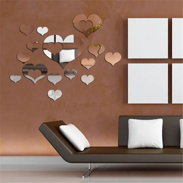 3d diy art heart shaped wall mirror stickers self adhesive acrylic