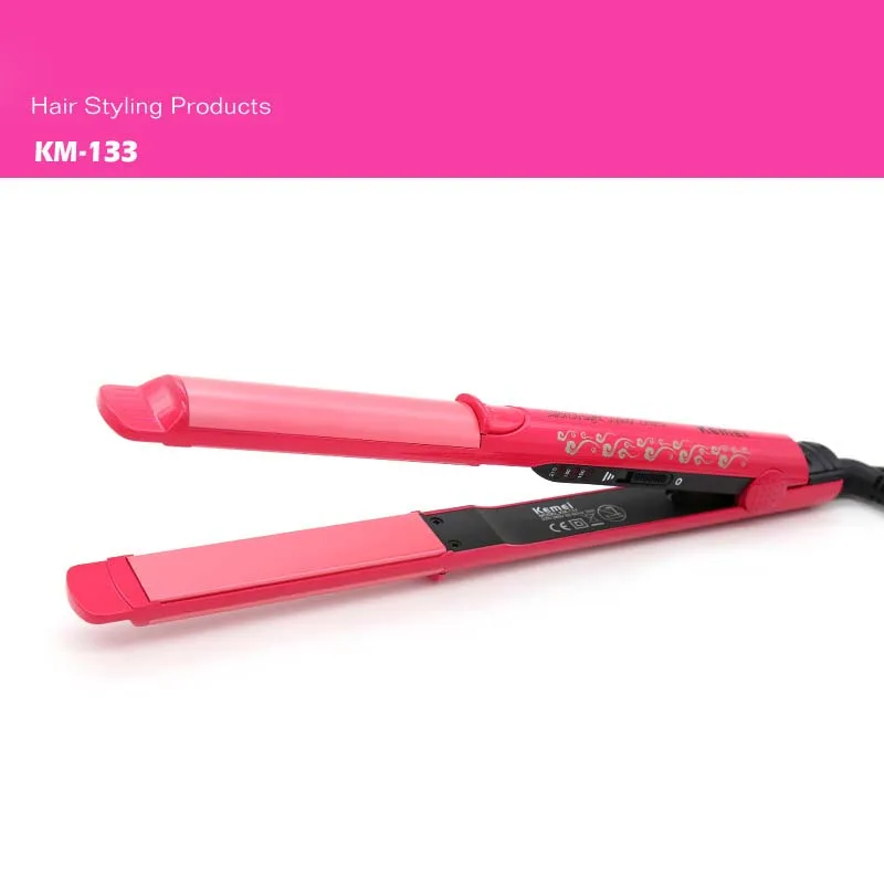 

Kemei KM-133 roll straight dual-use hair straightener anion hair care ceramic panels drop Shipping