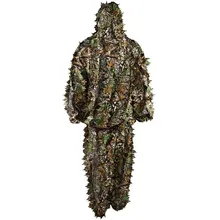Полиэстер прочный открытый лесной Снайпер Ghillie костюм комплект плащ военный 3D лист камуфляж джунгли Охота птичий