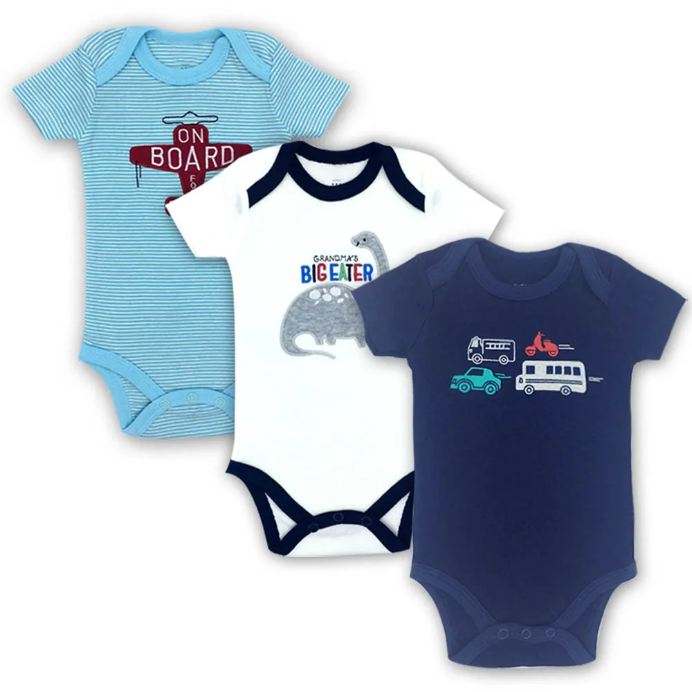 Baby Bodysuit Set 3Pcs/Lot Newborn Short Sleeve Rompers Girls Boys Unisex 0-12M