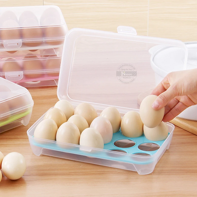 15 Eggs Holder Clear Food Storage Container Refrigerator Egg Storage Box Case Food Preservation Plastic Boxes Kitchen Organizer