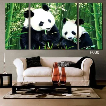 

2017 Sale Rushed Modern Rectangle No Unframed Lovely Panda Eating Bamboo On Animal Wall Art Pictures For Living Room