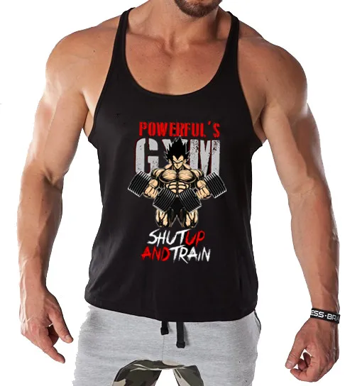 

Men Dragon ball Bodybuilding Tank Tops Fitness GOKU print Cotton sexy Tank Tops stringer Vest men Sleeveless shirt Undershirt
