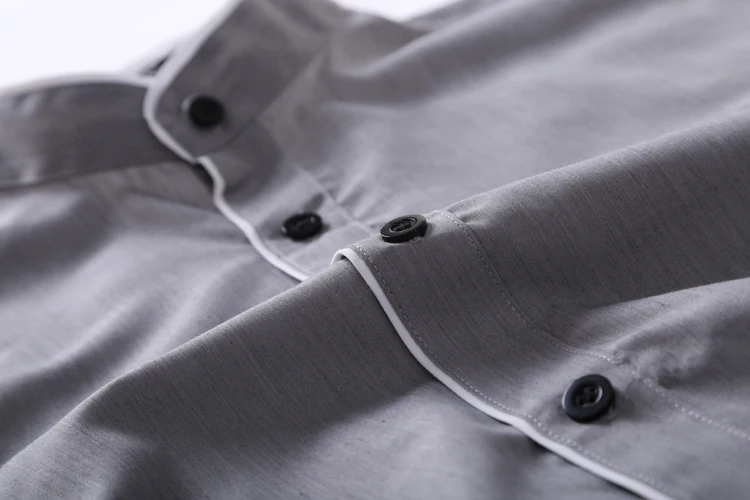 Американские мужские Роскошные Рубашки с воротником-стойкой, деловые официальные топы, индивидуальная отделка, приталенная посадка