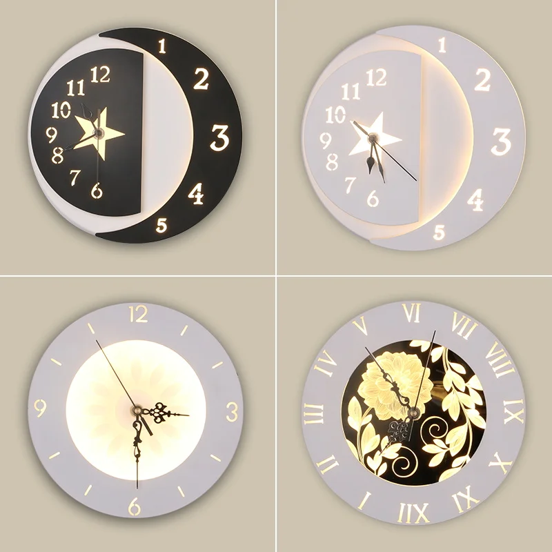 Fashion modern clock wall clock acrylic wall lamp creative side glow