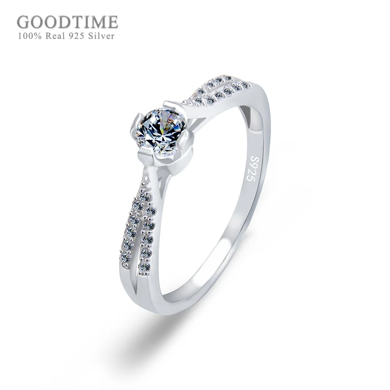 

Fashion Women Pure 925 Sterling Silver Ring Luxury Rhinestone Jewelry Rings Shining Cubic Zirconia Wedding Rings For Bridal