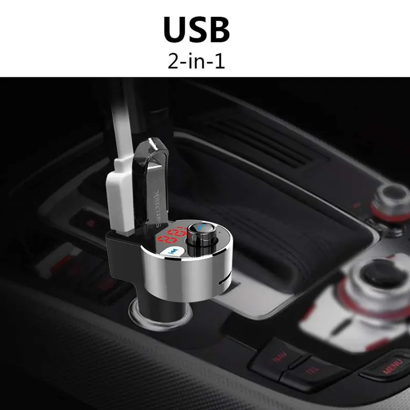 Fm передатчик Bluetooth Автомобильный радиоадаптер громкой связи с двойным usb портом