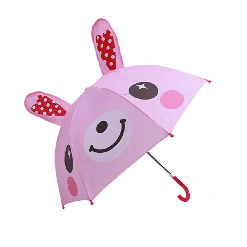 Детский зонтик с 3D ушками для девочек и мальчиков, милый мультяшный детский зонтик, креативный зонтик с длинной ручкой в виде животного, школьный подарок на день рождения - Цвет: Bunny