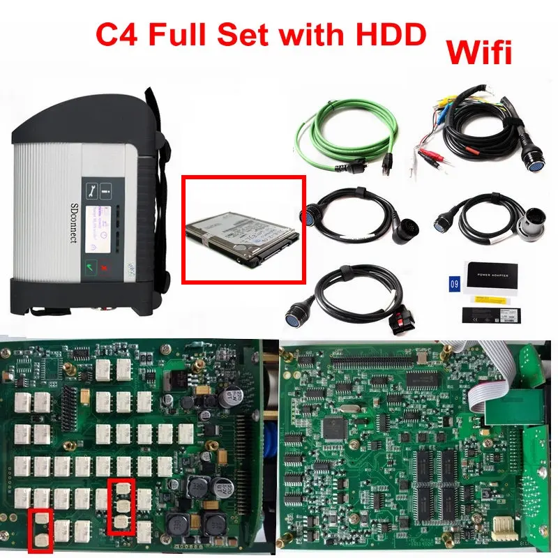 A+++ качество полный чип MB STAR C4 в Звездном стиле с C5 с HDD MB SD Connect диагностический инструмент с WI-FI Функция для 12V и 24V DHL - Цвет: C4 full set with HDD