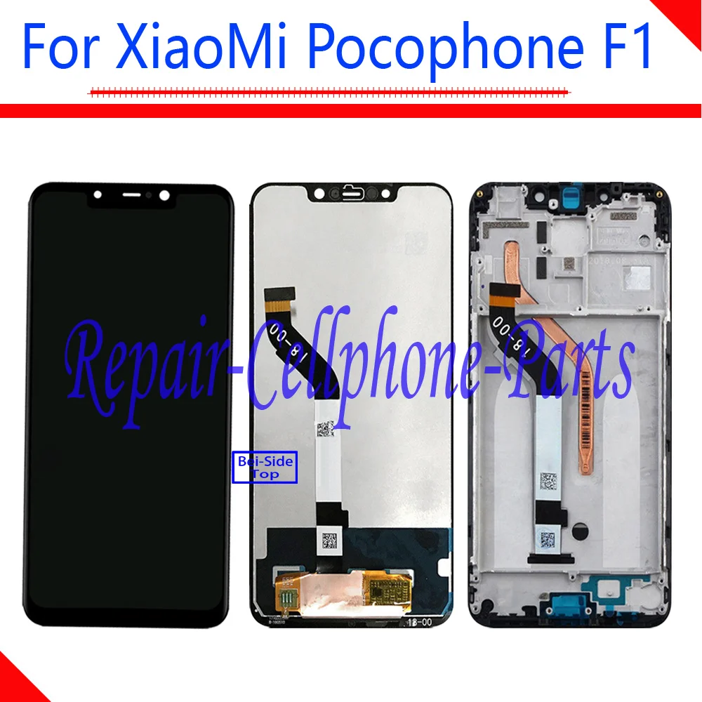 

6.18 inch New Full LCD DIsplay + Touch Screen Digitizer Assembly + Frame Cover For Xiaomi Pocophone Poco F1 M1805E10A