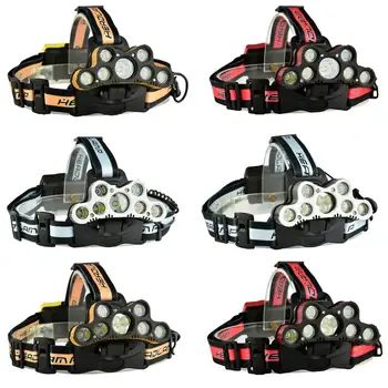 

Super Bright T6 LED 7pcs T6 2pcs LED Headlight 6000 8000LM 6-Mode Torch Lamp Waterproof Headlamp