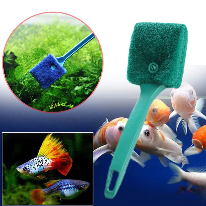 

Portable Glass Fish Tank Plant Algae Double Side Sponge Cleaning Aquarium Brush