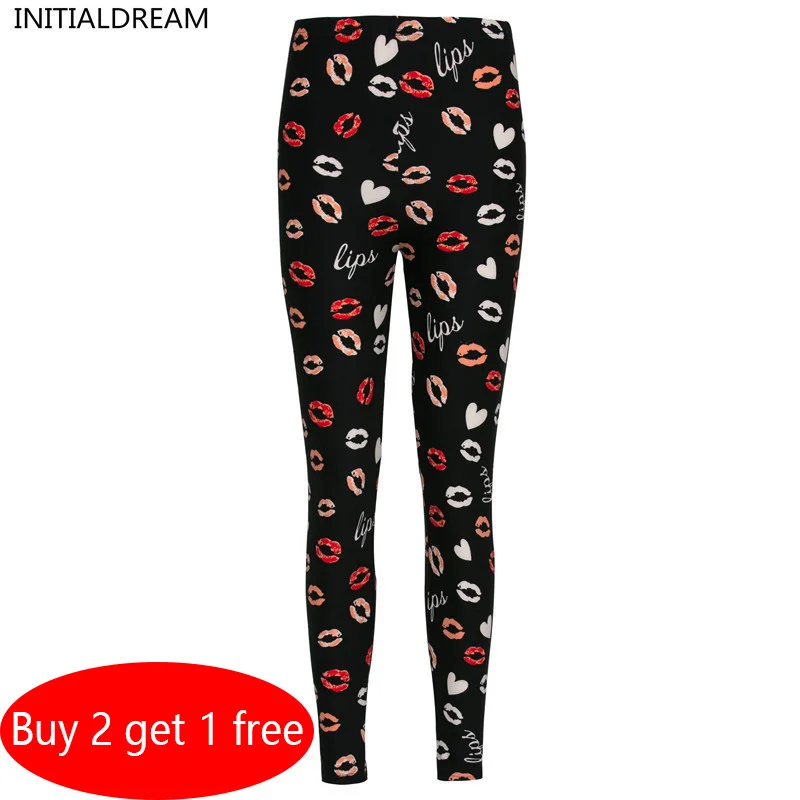 Lip Dot Cartoon Leggings Women With Print leggings soft hot thickness