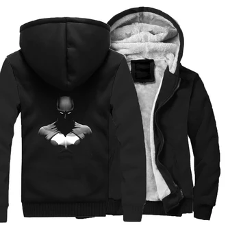 

Superhero Men's Hoodies 2018 Autumn Winter Thick Fleece Hoodie Hoody Casual Anime Sweatshirts Harajuku Black Zipper Jacket Coats