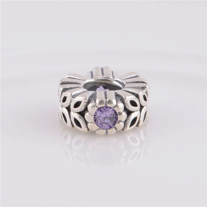 

Authentic 925 Sterling Silver Flower Spacer Thread Charm Beads With Crystal Rhinestone Suitable for Brand Bracelet Jewelry DIY