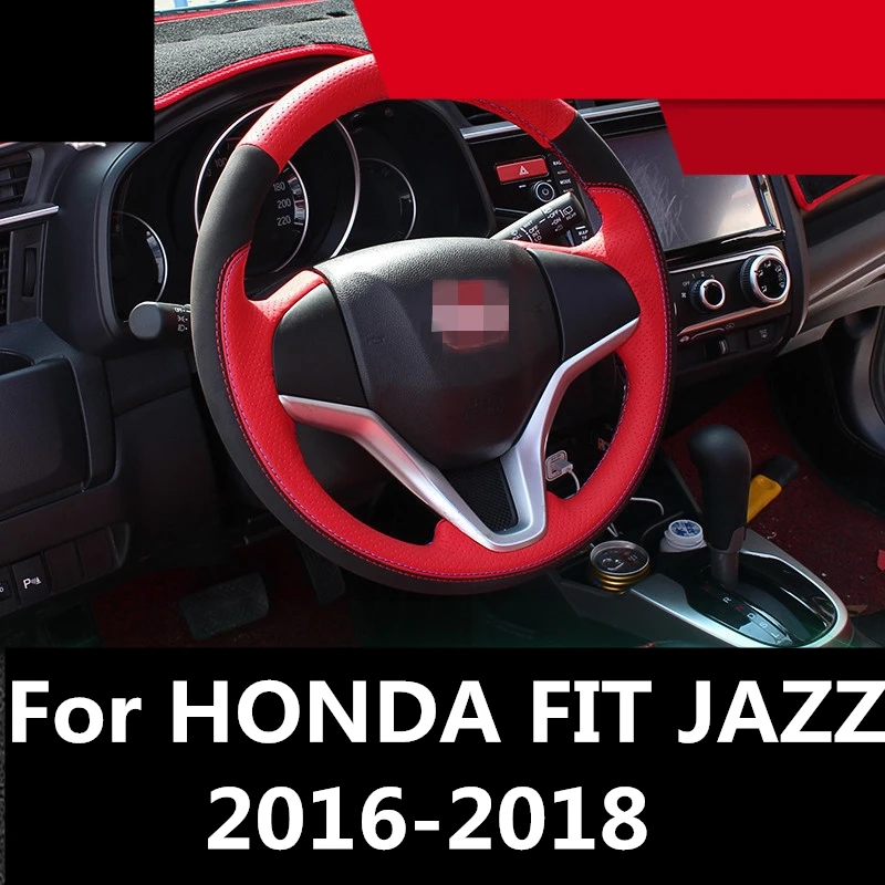 Для HONDA FIT JAZZ 2016-18 чехлы на руль мягкая кожаная оплетка автомобиля аксессуары для