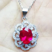 Симпатичные Свинья подвеска Рубин ожерелья 925 Серебро природного происхождения ruby мелкие камни ювелирные изделия 0.15ct Gem