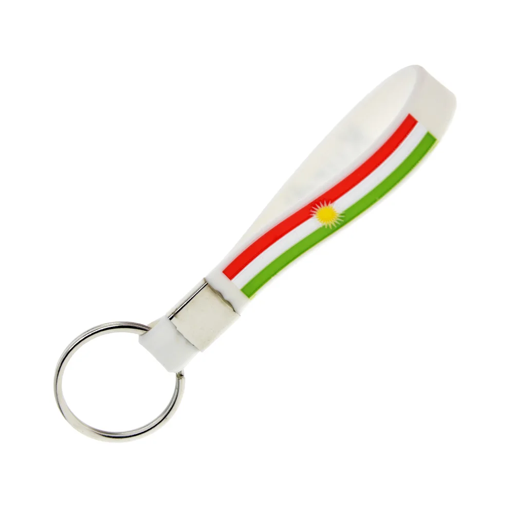 1 шт. белый Debossed kurdivan силиконовый браслет для ключей|silicone keychain|flag keychainlogo keychain |