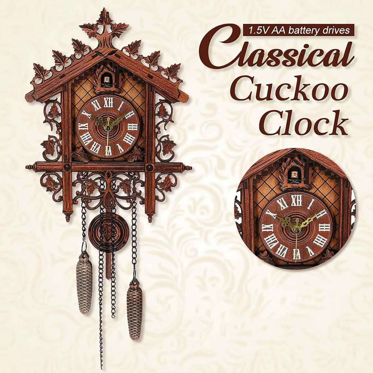 1 piezas CML-002 Vintage Handcraft madera cucú Reloj de pared árbol casa columpio pared reloj arte decoración para el hogar 1 piezas CML-002 Vintage Handcraft madera cucú Reloj de pared árbol casa columpio pared reloj arte decoración para el hogar