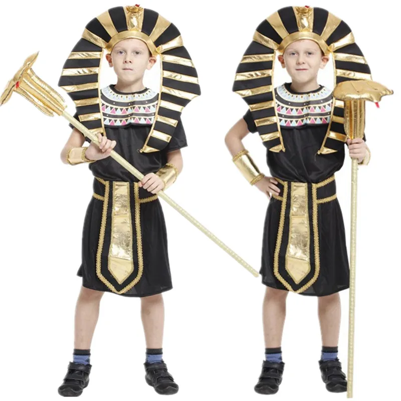Kids Boys Egyptian Pharaoh Costume Halloween Christmas Masquerade Fancy