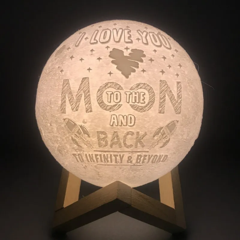 Индивидуальные светодиодный 3D печать задний фон луна ночь светильник Новинка лампа USB подзарядка Крытый романтическое украшение 2/16 Цвета луна светильник