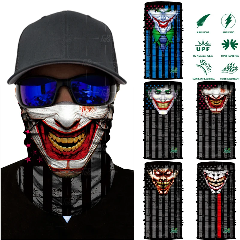3D Seamless Clown Batman Ghost Joker Neck Sun Face Mask Paintball