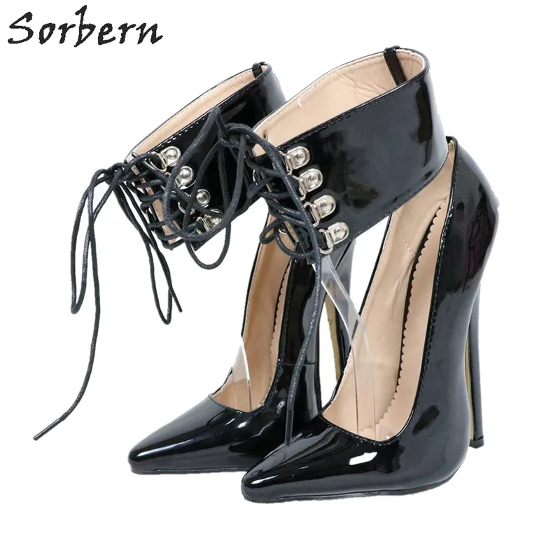Black custom 18 Tamaño Negro Color Negros Charol Puntiagudos Sorbern Altos Stilettos Las De Los Pies Gran Zapatos Spike Mujeres Tacones Cm Dedos Bombas Damas Mujer Bwdgxd1