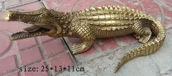 

China brass copper carved fine fierce Chinese alligator Sculpture Statue
