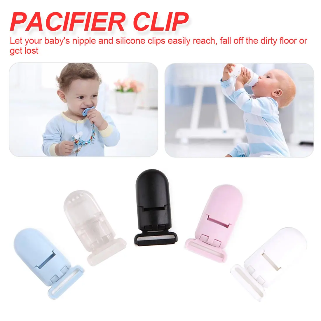 

Bib nipple shatter-resistant buckle Hualian rope tail clip 5 color optional 20mm T-type anti-drop clip