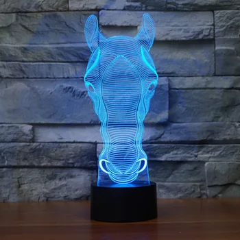 

Racing Horse Head 7 Color Lamp 3d Visual Led Night Lights For Kids Touch Usb Table Lampara Lampe Baby Sleeping Nightlight