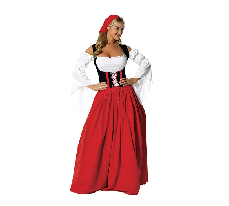 

Germany Oktoberfest Maid Dress for Adult Women Girls Beer Wench Masquerade Party Peasant Cosplay Halloween Costume