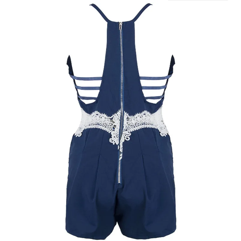 Jumpsuit Women Sexy Backless Jumpsuit Lace Splice Playsuits Sling Zipper Patchwork fashion new jumpsuit sexy 2019 R07 (8)