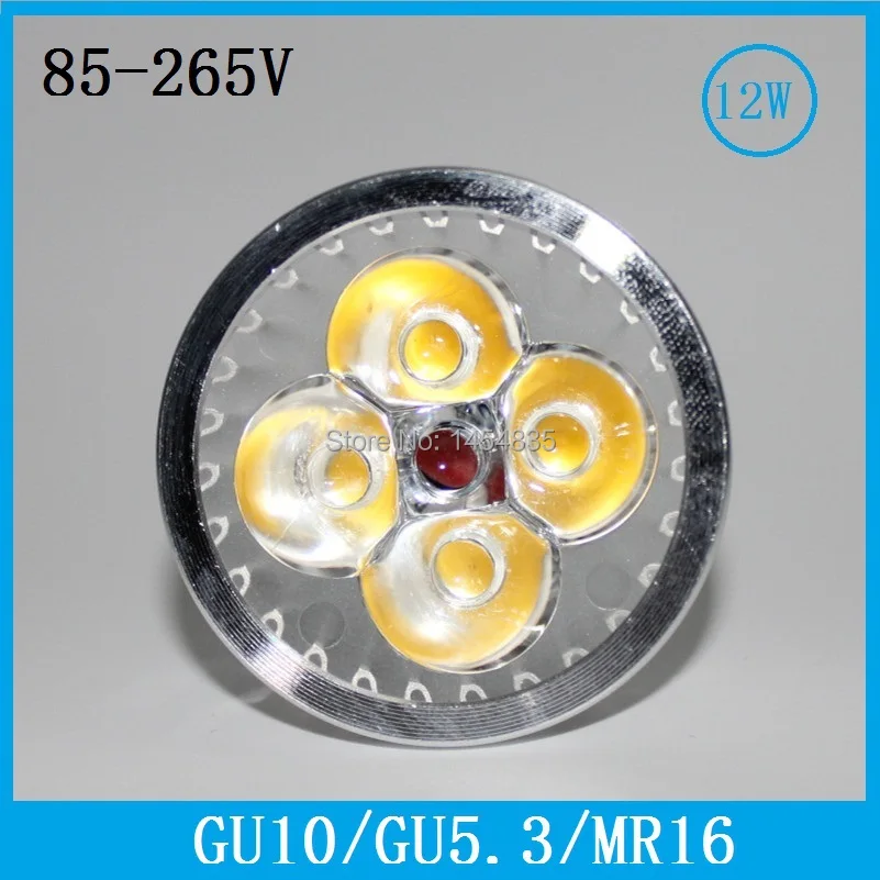 Image 10PCS MR16 12W 4*12W LEDSpot light bulb ac110v 260v Warm White4000 4500k led bulb GU10 Spotlight,living roomLED LAMP bubble ball