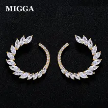 MIGGA высокое качество, оливковый филиал маркиза фианиты кристалл серьги золотистого цвета CZ камень Brincos для женщин